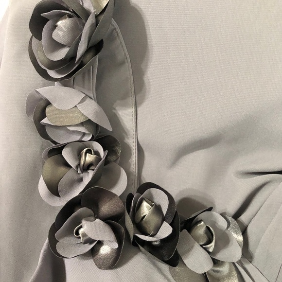 NWT BILL LEVKOFF Style #727 Pewter Gray Chiffon One-Shoulder Formal Dress Size 8 - Picture 5 of 11